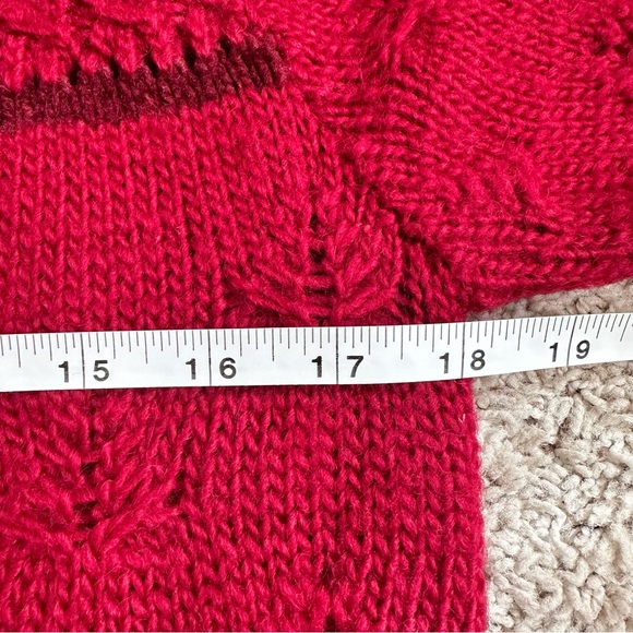 Bell sleeve wool sweater cardigan J.Jill burgundy - Picture 6 of 7